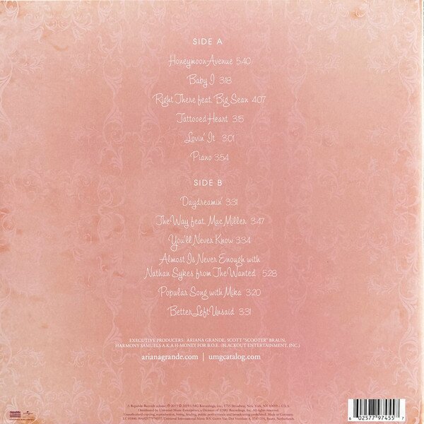 Ariana Grande - Yours Truly / Color: Clear & White Swirl / 1 LP / EAN: 0602577974557